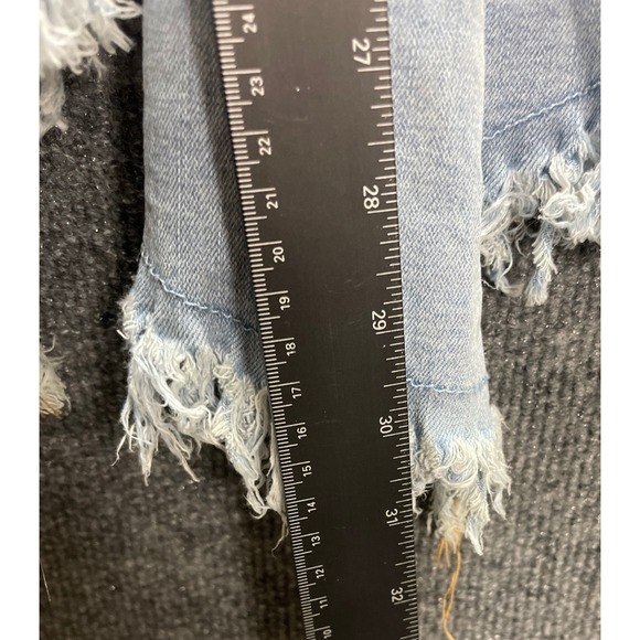 Lucky & Blessed Flare Jeans Distressed Frayed Hem Light Wash Denim 14 (34x31) - Picture 6 of 7